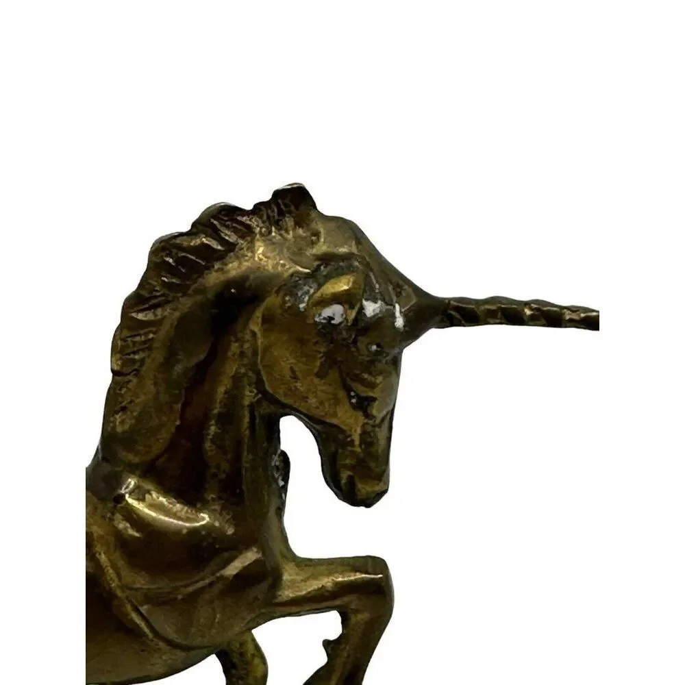 Vintage Figurine Brass Unicorn Horse Fantasy Mystical‎ Magical  Decor 5.5